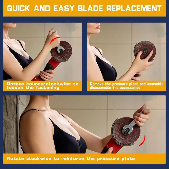 Alt view image 6 of 6 - KEHIPI Cordless Angle Grinder, 20V Brushless Electric Grinding Wheels, Lithium Cutter Utility Power Tool 125mm M14 Angle Grinder Compatible with DEWALT 20V MAX Batteries (NO BATTERY)