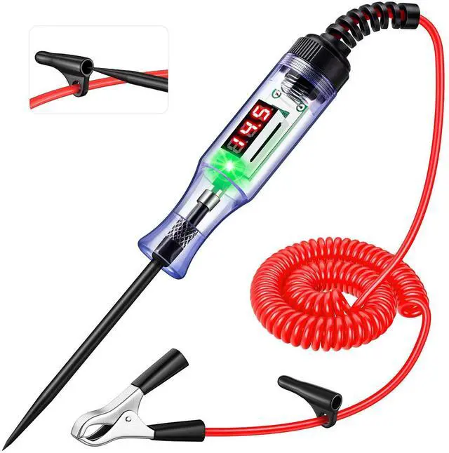 Main image of KEHIPI 5-120V Digital Automotive Test Light with LED Voltage Display, Automotive Circuit Tester with Voltmeter & Stainless Probe, Voltage Light Tester with Alligator Clip for Car Fuse Circuit Testing
