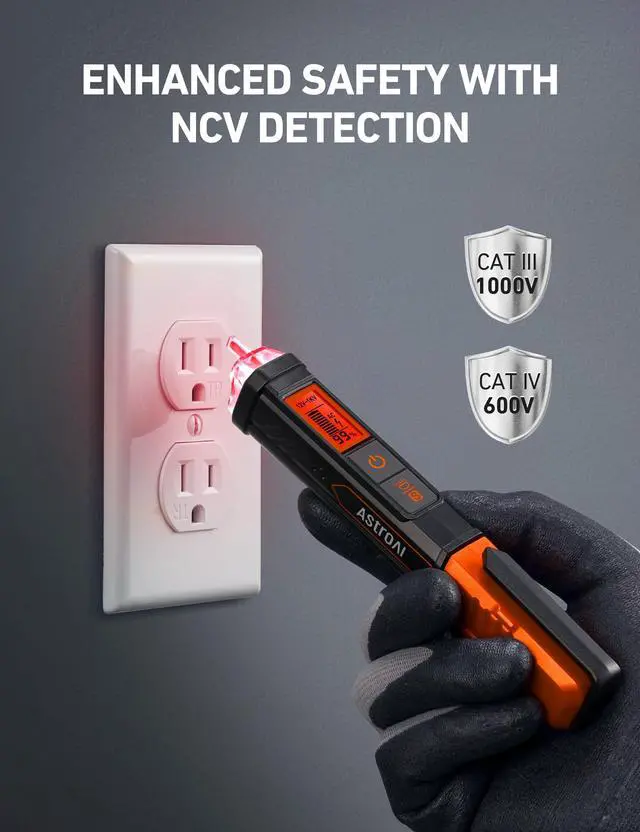 Alt view image 2 of 7 - KEHIPI VTS1000H Voltage Tester with Screwdriver, Non-Contact Electrical Tester, Dual Range AC 12V/70V-1000V, Live Wire Test, Wire Breakpoint Finder, Audible Alarm, LCD Percentage Display, Orange
