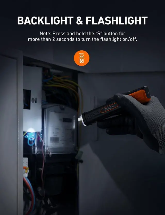 Alt view image 6 of 7 - KEHIPI VTS1000H Voltage Tester with Screwdriver, Non-Contact Electrical Tester, Dual Range AC 12V/70V-1000V, Live Wire Test, Wire Breakpoint Finder, Audible Alarm, LCD Percentage Display, Orange