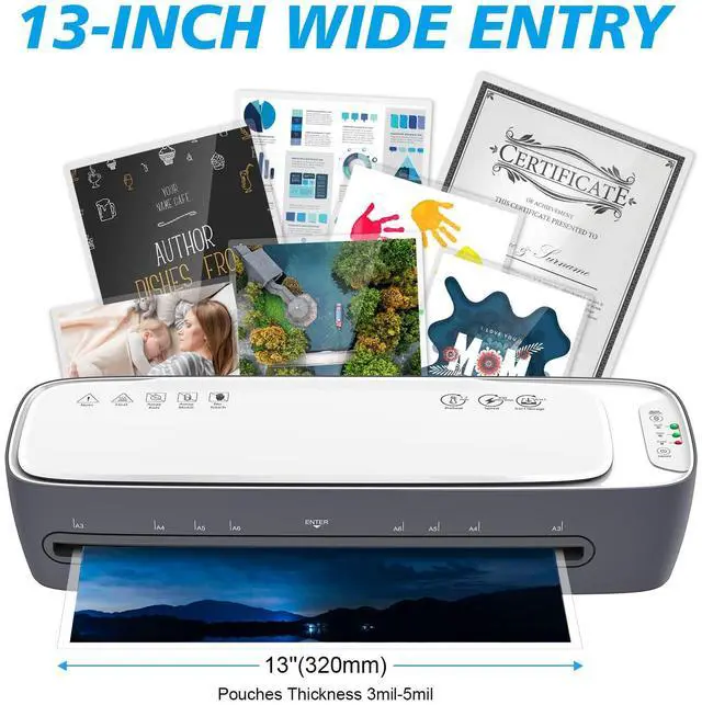 Alt view image 2 of 7 - KEHIPI Laminator Machine 13-Inch Thermal Lamination with Laminating Sheets 9 in1 Office Desktop Laminate Machine, Portable A3 Laminater for Teachers Personal 60S Warm-Up Never Jam