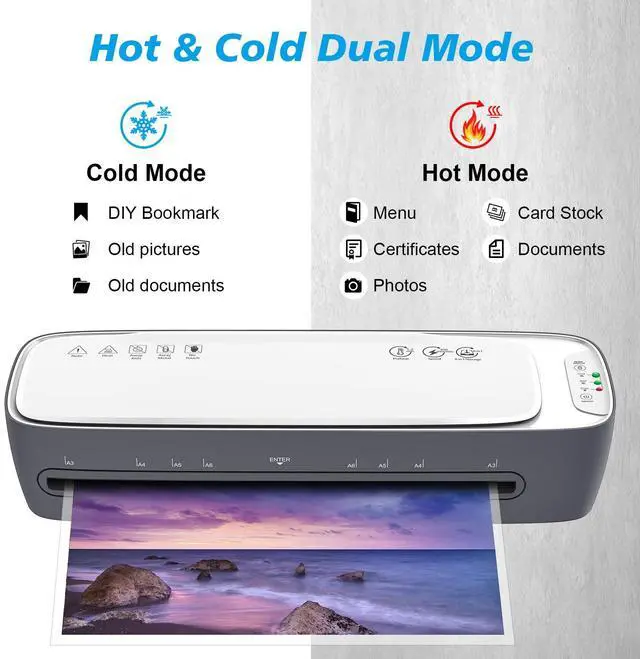 Alt view image 6 of 7 - KEHIPI Laminator Machine 13-Inch Thermal Lamination with Laminating Sheets 9 in1 Office Desktop Laminate Machine, Portable A3 Laminater for Teachers Personal 60S Warm-Up Never Jam