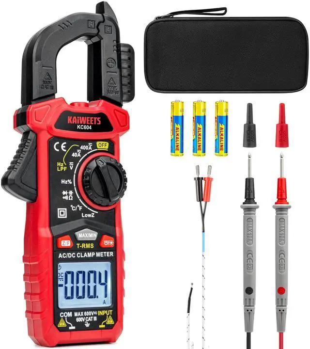 Main image of KEHIPI Digital Clamp Meter Multimeter with D-Shaped Jaw for AC/DC Current & Voltage, Auto-ranging 4000 Counts Voltage Tester with Flashlight Backlight, Measuring Temperature Continuity Diode NCV