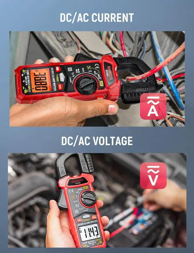 Alt view image 4 of 7 - KEHIPI Digital Clamp Meter Multimeter with D-Shaped Jaw for AC/DC Current & Voltage, Auto-ranging 4000 Counts Voltage Tester with Flashlight Backlight, Measuring Temperature Continuity Diode NCV