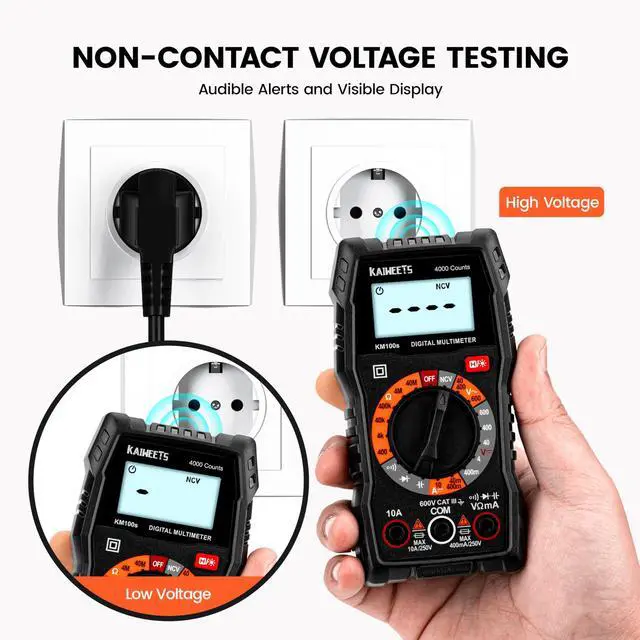 Alt view image 4 of 7 - KEHIPI Digital Multimeter 4000 Counts, Voltage Tester with Accurate Ohm Volt Amp Readings, DC/AC Voltmeter Clearly Measures Resistance Continuity Diode Capacitance NCV for Household and Automotive