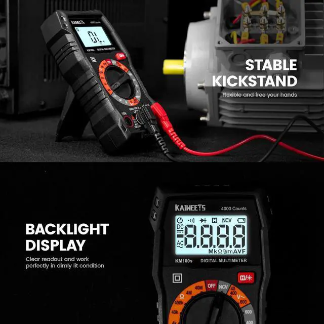 Alt view image 5 of 7 - KEHIPI Digital Multimeter 4000 Counts, Voltage Tester with Accurate Ohm Volt Amp Readings, DC/AC Voltmeter Clearly Measures Resistance Continuity Diode Capacitance NCV for Household and Automotive