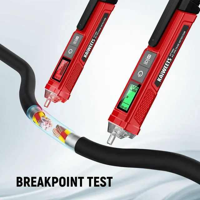 Alt view image 4 of 7 - KEHIPI  Voltage Tester/Non-Contact Voltage Tester with Signal Percentage, Dual Range AC 12V/70V-1000V, Live/Null Wire Tester, Electrical Tester with LCD Display, Wire Breakpoint Finder (Full Red)