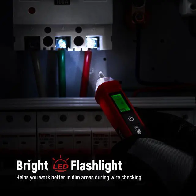 Alt view image 5 of 7 - KEHIPI  Voltage Tester/Non-Contact Voltage Tester with Signal Percentage, Dual Range AC 12V/70V-1000V, Live/Null Wire Tester, Electrical Tester with LCD Display, Wire Breakpoint Finder (Full Red)