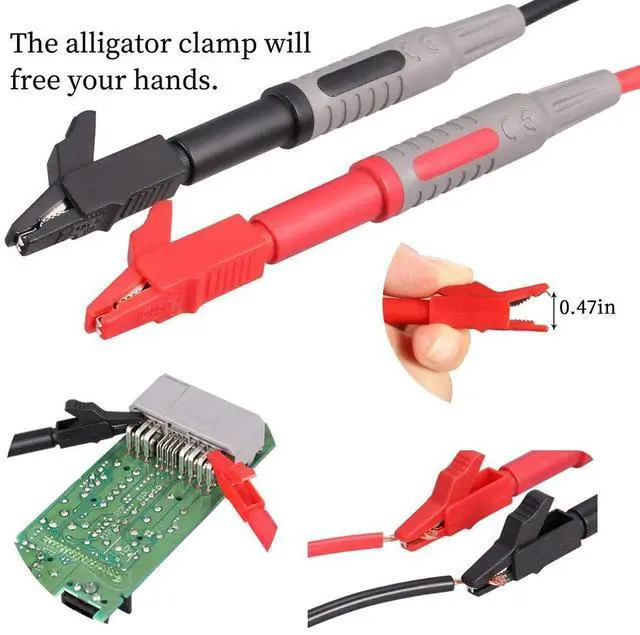 Alt view image 5 of 6 - KEHIPI 25-Piece Multimeter Leads Kit, Professional and Upgraded Test Leads Set with Replaceable Gold-Plated Multimeter Probes, Alligator Clips, Test Hooks and Back Probe Pins.