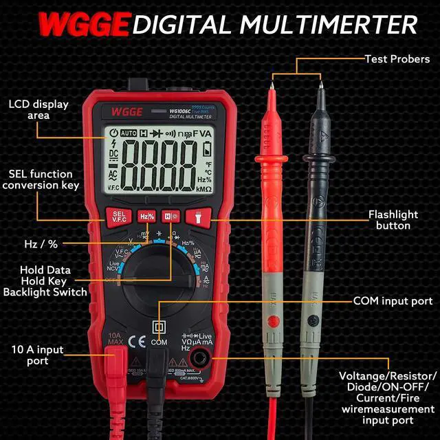 Alt view image 2 of 7 - KEHIPIDigital Multimeter, TRMS 9999 Counts Auto-Ranging Voltage Tester Voltmeter Measuring AC/DC Voltage Current, Capacitance Resistance, Frequency voltage measurement, Duty cycle, Continuity, and NCV