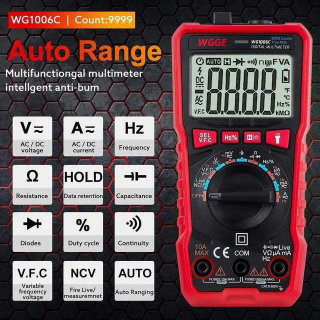 Alt view image 3 of 7 - KEHIPIDigital Multimeter, TRMS 9999 Counts Auto-Ranging Voltage Tester Voltmeter Measuring AC/DC Voltage Current, Capacitance Resistance, Frequency voltage measurement, Duty cycle, Continuity, and NCV