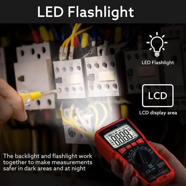 Alt view image 6 of 7 - KEHIPIDigital Multimeter, TRMS 9999 Counts Auto-Ranging Voltage Tester Voltmeter Measuring AC/DC Voltage Current, Capacitance Resistance, Frequency voltage measurement, Duty cycle, Continuity, and NCV
