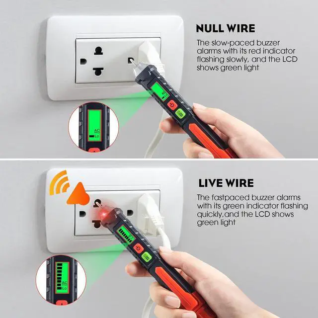 Alt view image 5 of 7 - KEHIPI AC Voltage Tester/Non-Contact Voltage Tester with Dual Range AC 12V-1000V/48V-1000V, Electrical Pen with LCD Display and Flashlight Buzzer Alarm, Detect Wire Breakpoint, Live/Null Wire Tester.