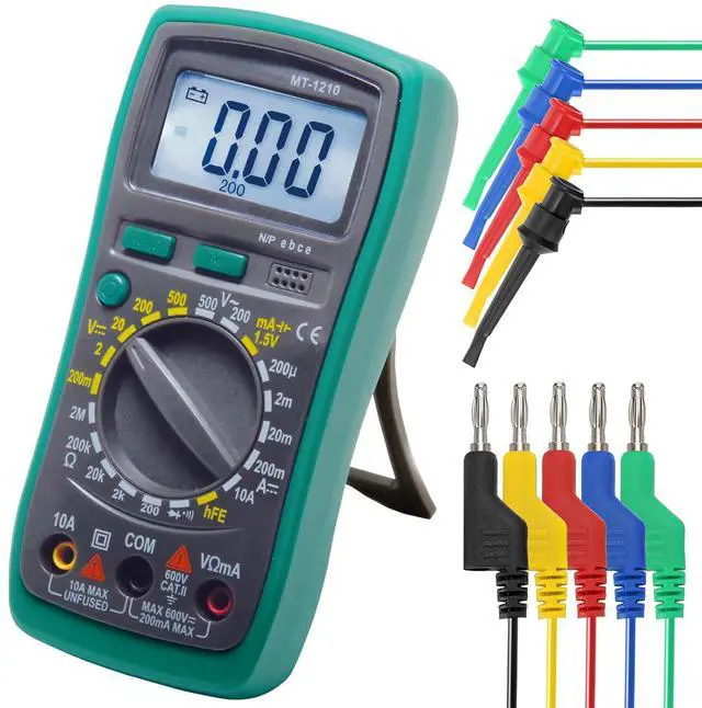 Alt view image 6 of 7 - KEHIPI Multimeter Test Lead Set - 5Pcs Stackable Banana Plug to Test Hook Wire Cable Kit with Protective, Flexible Wire Leads for Electrical Testing 500V/5A 9.8Ft/3M