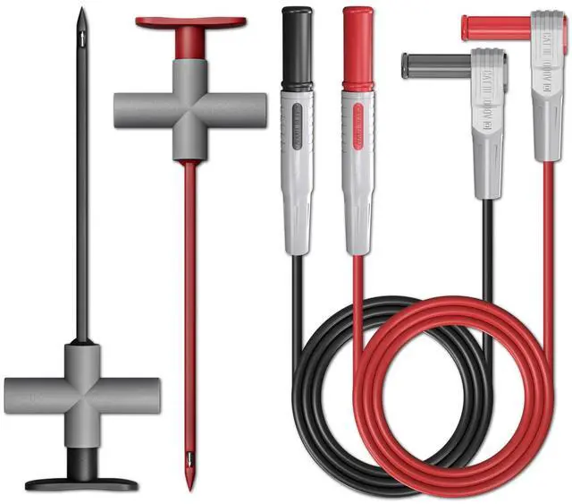 KEHIPI 2PCS Multimeter Test Leads 4mm Banana Plug Male to Male with Puncture Probes Wire-Piercing Test Clip Tool for Multimeter Testing Automotive Car Repairing