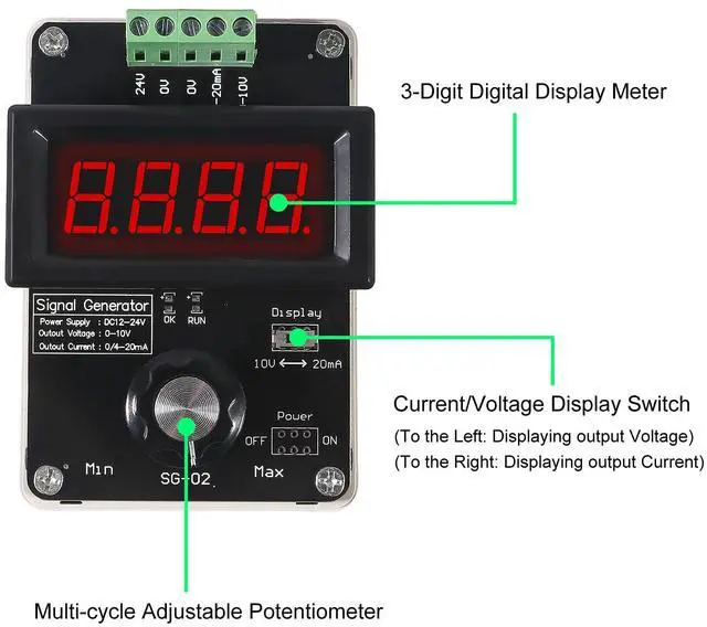 Alt view image 5 of 7 - KEHIPI 4-20mA Adjustable Signal Generator,DC 0-10V 0 4-20mA Current Voltage Analog Simulator for Value Adjusting PLC Panel LED Testing