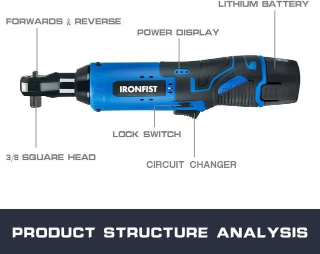 Alt view image 2 of 6 - KEHIPI  Cordless Electric Ratchet Wrench Set, 3/8" 12V Power Ratchet Driver, 2-Pack Lithium-Ion Batteries, 7 Sockets and Charger