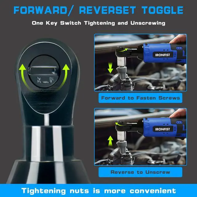 Alt view image 3 of 6 - KEHIPI  Cordless Electric Ratchet Wrench Set, 3/8" 12V Power Ratchet Driver, 2-Pack Lithium-Ion Batteries, 7 Sockets and Charger