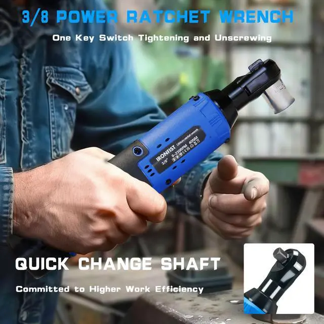Alt view image 4 of 6 - KEHIPI  Cordless Electric Ratchet Wrench Set, 3/8" 12V Power Ratchet Driver, 2-Pack Lithium-Ion Batteries, 7 Sockets and Charger
