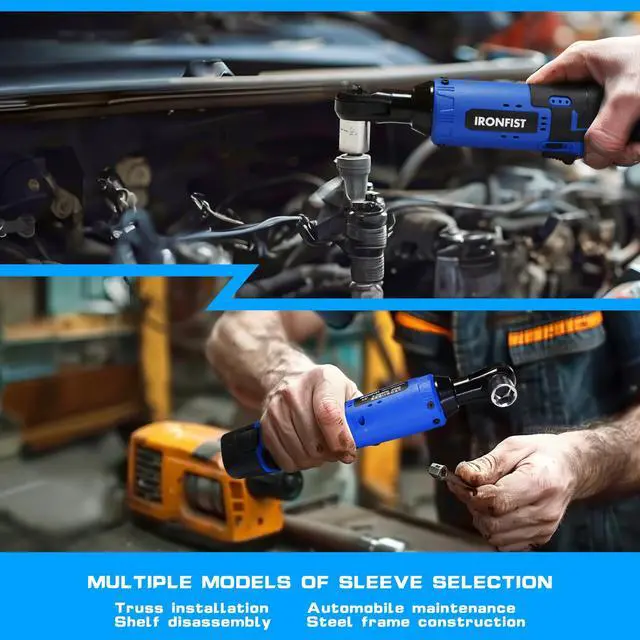 Alt view image 5 of 6 - KEHIPI  Cordless Electric Ratchet Wrench Set, 3/8" 12V Power Ratchet Driver, 2-Pack Lithium-Ion Batteries, 7 Sockets and Charger