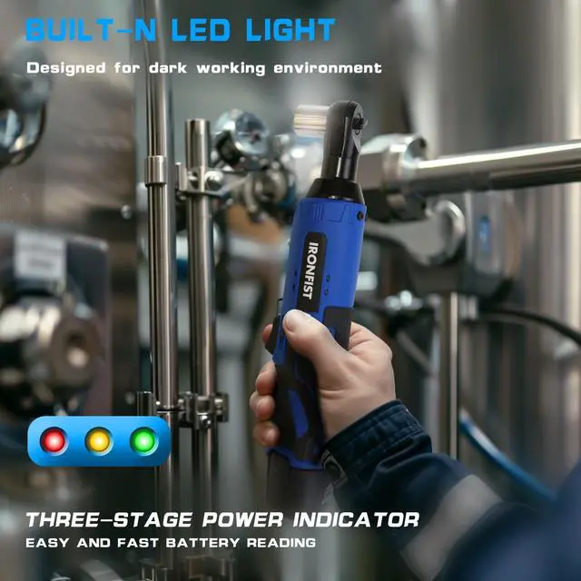 Alt view image 6 of 6 - KEHIPI  Cordless Electric Ratchet Wrench Set, 3/8" 12V Power Ratchet Driver, 2-Pack Lithium-Ion Batteries, 7 Sockets and Charger