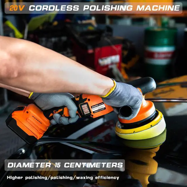 Alt view image 5 of 6 - KEHIPI Cordless Orbital Polisher for DEWALT 20V MAX Batteries, 6inch 150mm Brushless Buffer Car Waxer with 6 speeds 750-6800RPM, 13PCS Polishing Accessories (NO BATTERY)