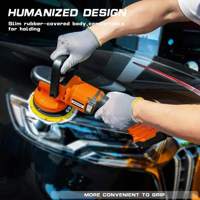 Alt view image 6 of 6 - KEHIPI Cordless Orbital Polisher for DEWALT 20V MAX Batteries, 6inch 150mm Brushless Buffer Car Waxer with 6 speeds 750-6800RPM, 13PCS Polishing Accessories (NO BATTERY)