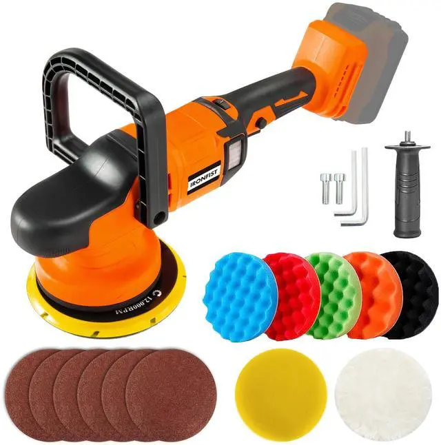 Main image of KEHIPI Cordless Orbital Polisher for DEWALT 20V MAX Batteries, 6inch 150mm Brushless Buffer Car Waxer with 6 speeds 750-6800RPM, 13PCS Polishing Accessories (NO BATTERY)