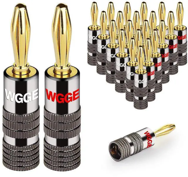 Main image of KEHIPI WG-029 Banana Plugs Audio Jack Connector, 24k Gold Dual Screw Lock Speaker Connector for Speaker Wire, Wall Plate, Home Theater, Audio/Video Receiver, and Sound Systems ((12 Pairs (24 Plugs)))