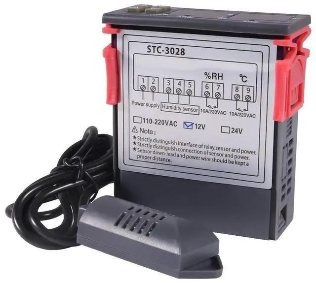 Alt view image 4 of 6 - KEHIPI STC-3028 DC 12V Digital Display Thermostat Temperature Controller Adjustable Thermostat Controller with SHT20 Waterproof Sensor