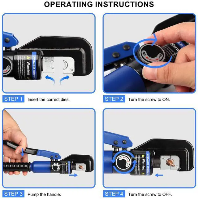 Alt view image 6 of 7 - KEHIPI Hydraulic Crimping Tool 10 Ton with 9 Hex-Dies, 122/0 AWG Battery Cable Crimper with Cable Cutter for Copper, Aluminum Cable Lugs