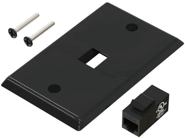 Alt view image 7 of 7 - KEHIPI Black Ethernet Wall Plate (UL Listed), 1-Port Cat6 Female to Female Wall Jack, Keystone Wall Plate with RJ45 Keystone Inline Coupler for Cat6/Cat5e/Cat5 Cables, 2-Pack