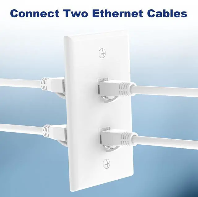 Alt view image 2 of 7 - KEHIPI Ethernet Wall Plate 2-Port (UL Listed), Cat6 Female to Female Wall Jack, RJ45 Keystone Inline Coupler Wall Outlet, White