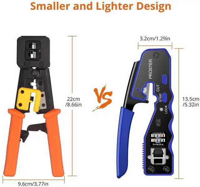 Alt view image 7 of 7 - KEHIPI  RJ45 Crimper Tool Kit - Stripper Cutter Crimper Tool for RJ45 Cat6 Cat5 Cat5e Pass-Thru Connectors, with 50pcs Cat6 Connectors and Protection , 1pcs Wire Stripper