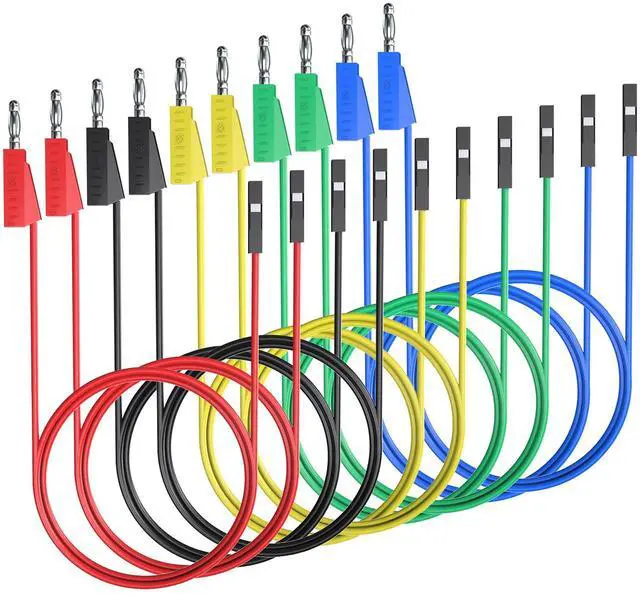Main image of KEHIPI  Stackable Banana Plug to Breadboard Female Jumper Wires Soft Flexible Silicone Test Leads for Electrical Testing