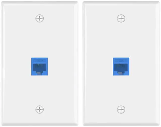 Main image of KEHIPI Ethernet Wall Plate (UL Listed), 1-Port Keystone Jack Wall Plate with RJ45 Keystone Inline Coupler Insert, Female to Female Cat6 Keystone Wall Jack, Blue (2 Pack)