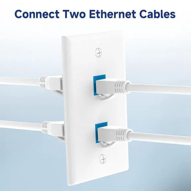 Alt view image 3 of 7 - KEHIPI Ethernet Wall Plate 2-Port (UL Listed), Cat6 Female to Female Wall Jack, RJ45 Keystone Inline Coupler Wall Outlet, Blue