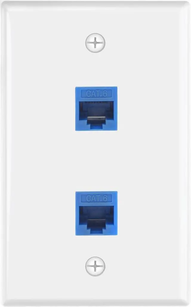 Main image of KEHIPI Ethernet Wall Plate 2-Port (UL Listed), Cat6 Female to Female Wall Jack, RJ45 Keystone Inline Coupler Wall Outlet, Blue