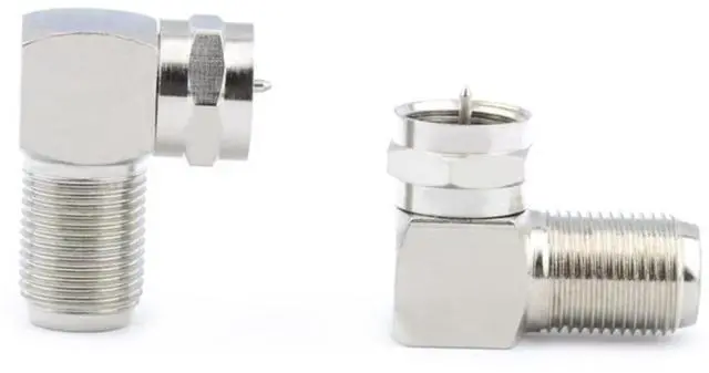 Alt view image 4 of 7 - KEHIPI 2-Pack 90 Degree Coaxial Connector, Right Angle Coax Adapter for Flat Coaxial Cable, RG6 Male to Female, Low-Profile Wall & TV Installation (F-Type, Tool-Free)