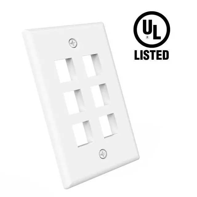 Alt view image 2 of 6 - KEHIPI UL-Listed CAT6 Ethernet Wall Plate 6 Port, Single-Gang Keystone Wall Plate with RJ45 CAT6 Keystone Coupler, Blue