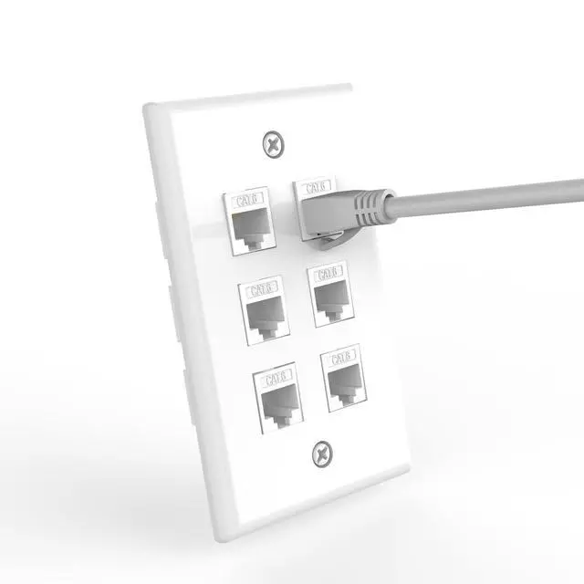Alt view image 3 of 7 - KEHIPI UL-Listed CAT6 6-Port Ethernet Wall Outlet, Single-Gang Keystone Wall Plate with RJ45 CAT6 Keystone Coupler, White