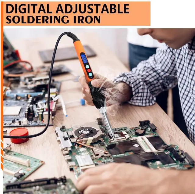 Alt view image 3 of 7 - KEHIPI Soldering Iron Kit, 90W 110V Soldering Iron LCD Adjustable Temperature 356-896, Welding Tools Solder Iron Pen with 5pc Tips, Solder Wire, Stand, Auto Sleep, Fast Heating, Electronic Repair