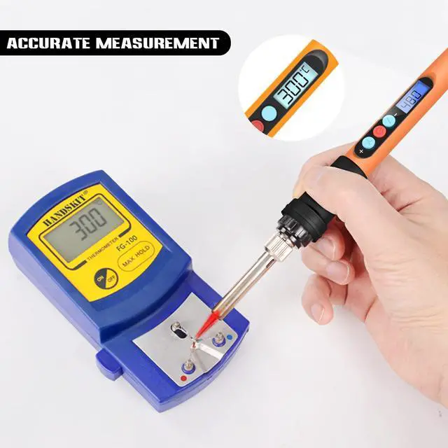 Alt view image 6 of 7 - KEHIPI Soldering Iron Kit, 90W 110V Soldering Iron LCD Adjustable Temperature 356-896, Welding Tools Solder Iron Pen with 5pc Tips, Solder Wire, Stand, Auto Sleep, Fast Heating, Electronic Repair