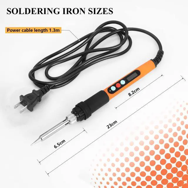 Alt view image 7 of 7 - KEHIPI Soldering Iron Kit, 90W 110V Soldering Iron LCD Adjustable Temperature 356-896, Welding Tools Solder Iron Pen with 5pc Tips, Solder Wire, Stand, Auto Sleep, Fast Heating, Electronic Repair