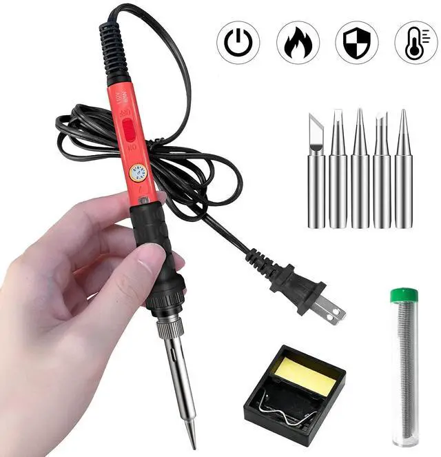 Main image of KEHIPI Soldering Kit, 60W Soldering Iron, 110V Welding Kit with Ceramic Heater, Portable Solder Irons with 5pcs Extra Tips, Stand, Solder Tube, Sponge, for Electronic Repair
