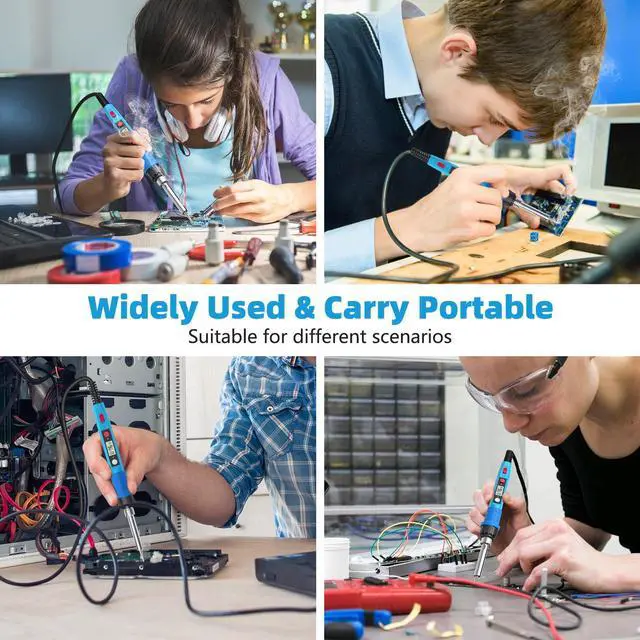 Alt view image 6 of 6 - KEHIPI Soldering Iron Kit, 80W 110V LCD Digital Solder Iron Pen with Ceramic Heater, Portable Welding Tools with 5pcs Tips, Stand, Solders Wire, Sponge, Paste, for Metal,Electric Repairs, DIY