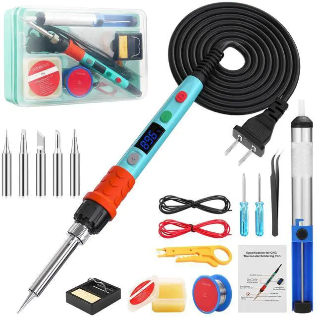 Main image of KEHIPI Soldering Iron Kit, 90W LED Digital Soldering Gun kit with Ceramic Heater, 110V Adjustable Temperature Solder Welding Iron Kits, Auto-sleep, Thermostatic Design, Blue