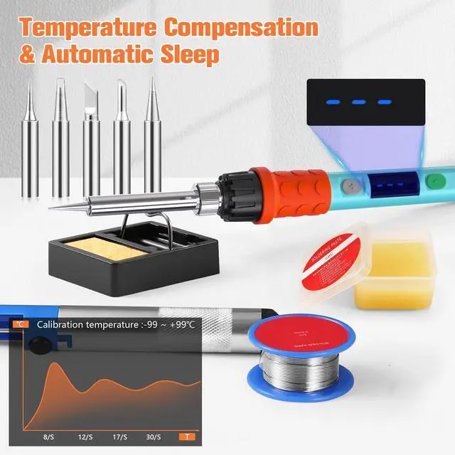 Alt view image 3 of 7 - KEHIPI Soldering Iron Kit, 90W LED Digital Soldering Gun kit with Ceramic Heater, 110V Adjustable Temperature Solder Welding Iron Kits, Auto-sleep, Thermostatic Design, Blue