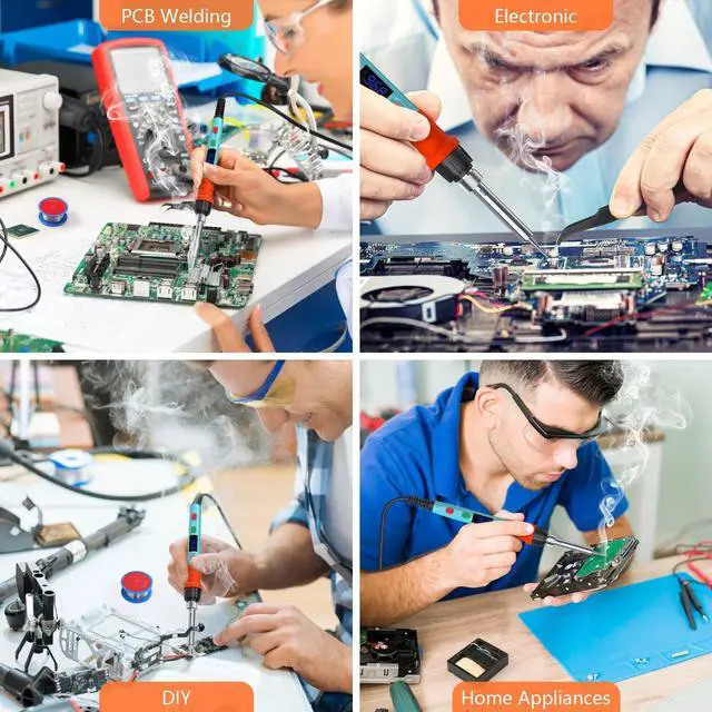 Alt view image 6 of 7 - KEHIPI Soldering Iron Kit, 90W LED Digital Soldering Gun kit with Ceramic Heater, 110V Adjustable Temperature Solder Welding Iron Kits, Auto-sleep, Thermostatic Design, Blue