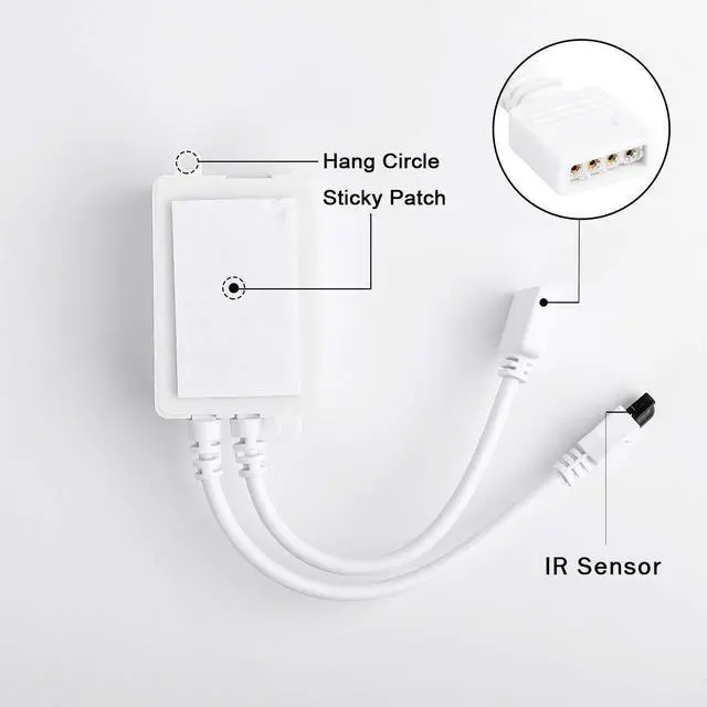 Alt view image 3 of 7 - KEHIPI DC 12V 24-Key LED Strip IR Remote Controller with Controller Box for 3528 5050 SMD RGB LED Strip Lights
